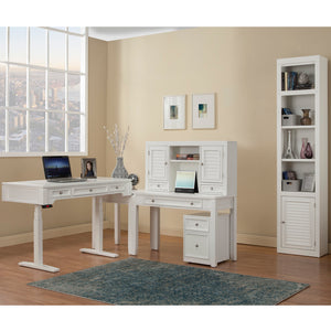 Boca Power Lift L Desk with Hutch File and Bookcase Cottage White BOC-6PC-LIFT-LDSK-H-F-BK Parker House