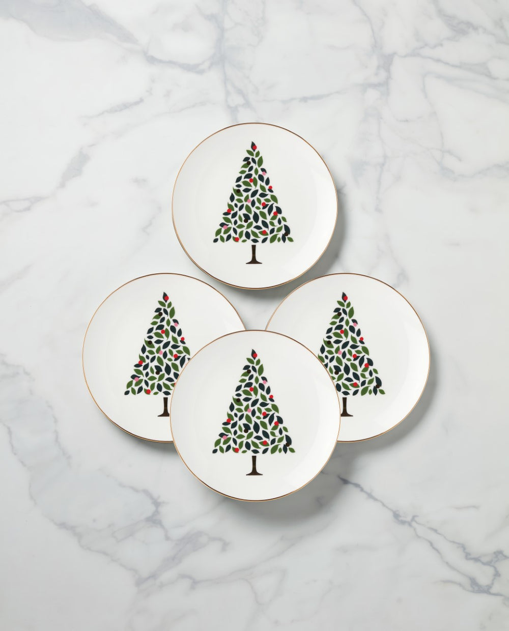 Lenox Kate Spade Evergreen 4-Piece Accent Plates White, IVORY PORCELAIN 895353