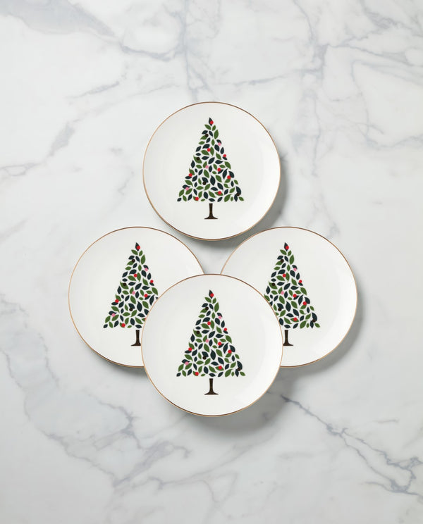 Lenox Kate Spade Evergreen 4-Piece Accent Plates White, IVORY PORCELAIN 895353
