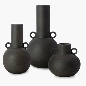 Surya Acanceh Decorative Accent Vase - Modern Ceramic Design, Lightweight & Unique Focal Point For Home Black Ceramic Cch001-set