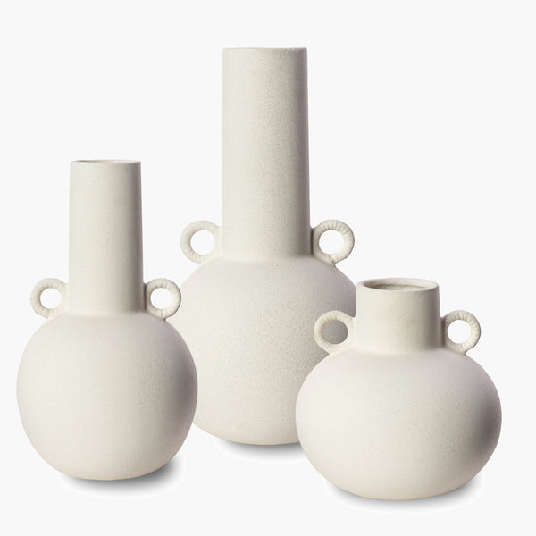 Surya Acanceh Decorative Accent Vase - Modern Ceramic Design, Lightweight & Unique Focal Point For Home White Ceramic Cch002-set