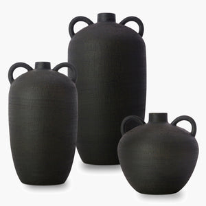Surya Acanceh Decorative Accent Vase - Modern Ceramic Design, Lightweight & Unique Focal Point For Home Black Ceramic Cch003-set