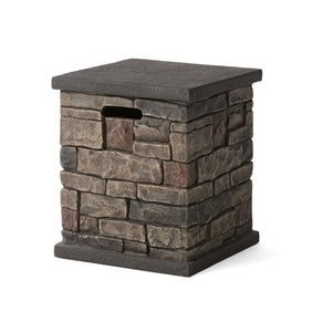 English Elm Mgo Faux Stone Propane Tank Holder Doubles as Outdoor Patio Side Table 63693.00