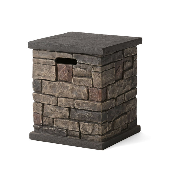 English Elm Mgo Faux Stone Propane Tank Holder Doubles as Outdoor Patio Side Table 63693.00