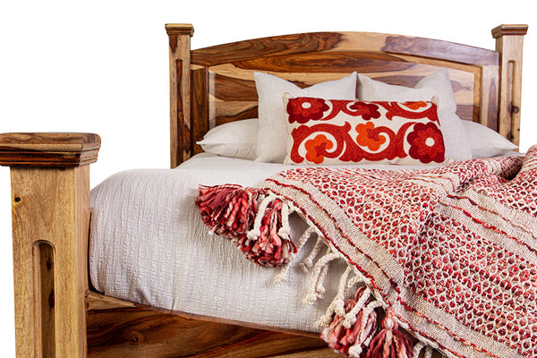 Porter Designs Porter Taos Solid Sheesham Wood Queen Bed – Rustic Charm For A Cozy, Refined Bedroom Retreat Natural Wood 04-196-14-9047n-kit