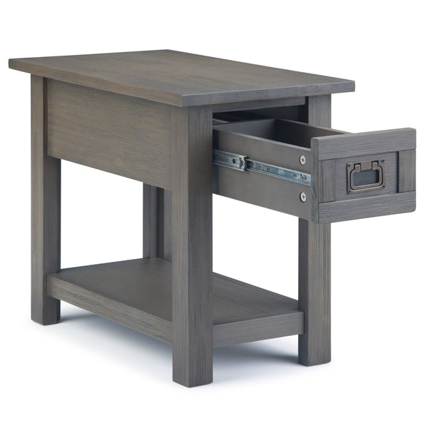 English Elm Monroe Rustic Narrow Side Table - Handcrafted Acacia With Farmhouse Grey Finish & Storage Drawer B136P158957