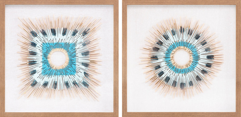 Surya Chromatic Modern Wall Art - 18"H X 18"W Framed Decor For Stunning Home Makeovers & Easy Care Main, Blue,Frame, Wood,Polystyrene Ccm001-set