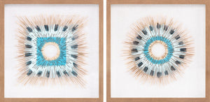 Surya Chromatic Modern Wall Art - 18"H X 18"W Framed Decor For Stunning Home Makeovers & Easy Care Main, Blue,Frame, Wood,Polystyrene Ccm001-set