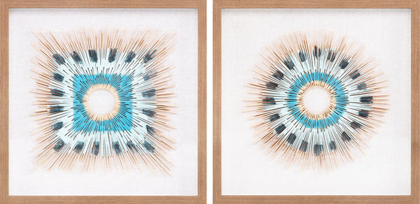 Surya Chromatic Modern Wall Art - 18"H X 18"W Framed Decor For Stunning Home Makeovers & Easy Care Main, Blue,Frame, Wood,Polystyrene Ccm001-set