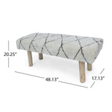 Christopher Knight Home® - Noble House - Laveta Handcrafted Boho Cotton Rectangular Bench, Ivory, Brown, and Natural