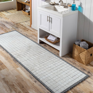 Carre CCR-2301 2'6" x 8' Runner Handmade Rug CCR2301-268  Black, Light Gray Surya