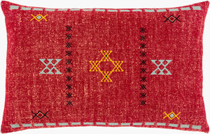 Surya Cactus Silk Lumbar Pillow 13"L X 20"W With Nature-inspired Embroidery For Cozy Home Decor Red Cotton,Cotton Ccs005-1320