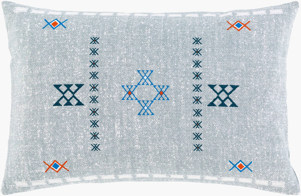 Surya Cactus Silk Lumbar Pillow 13"L X 20"W With Nature-inspired Embroidery For Cozy Home Decor Slate Cotton,Cotton Ccs006-1320p