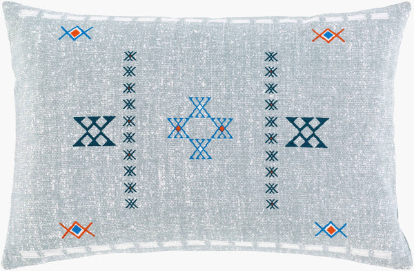 Surya Cactus Silk Lumbar Pillow 13"L X 20"W With Nature-inspired Embroidery For Cozy Home Decor Slate Cotton,Cotton Ccs006-1320p