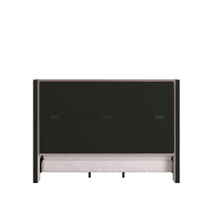 Homelegance By Top-Line Mylah Pleated Velvet Wingback Bed Taupe Velvet