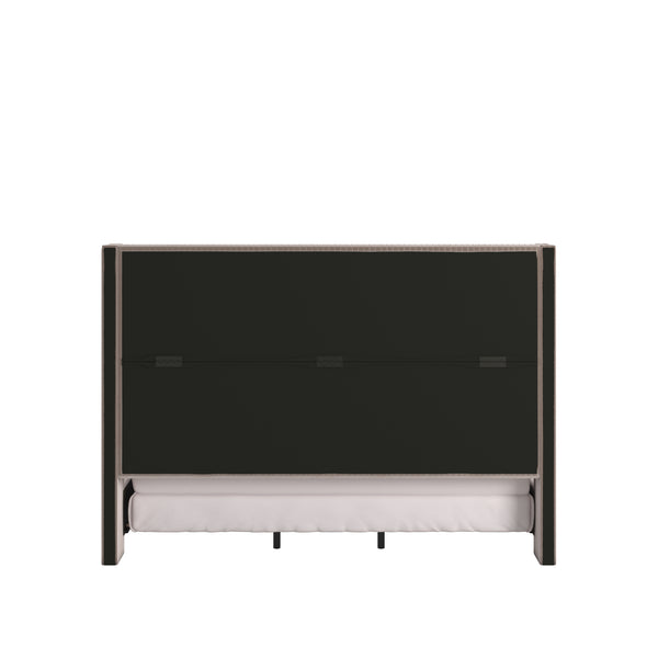 Homelegance By Top-Line Mylah Pleated Velvet Wingback Bed Taupe Velvet