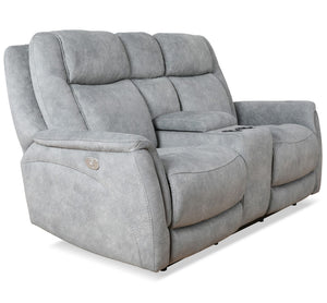 Parker House Parker Living Linus - Hudson Grey Zero Gravity Power Reclining Console Loveseat Hudson Grey 100% Polyester (S) MLIN#822CPHZ-HGY