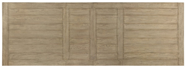 Hooker Furniture Ciao Farmhouse Trestle Dining Table 84" Expandable To 120" With Two 18" Leaves, Distressed Gray Natural Top 5805-75200-85