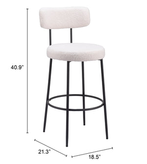 Blanca Barstool - Set of 2 Ivory 109740 Zuo Modern