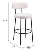 Blanca Barstool - Set of 2 Ivory 109740 Zuo Modern