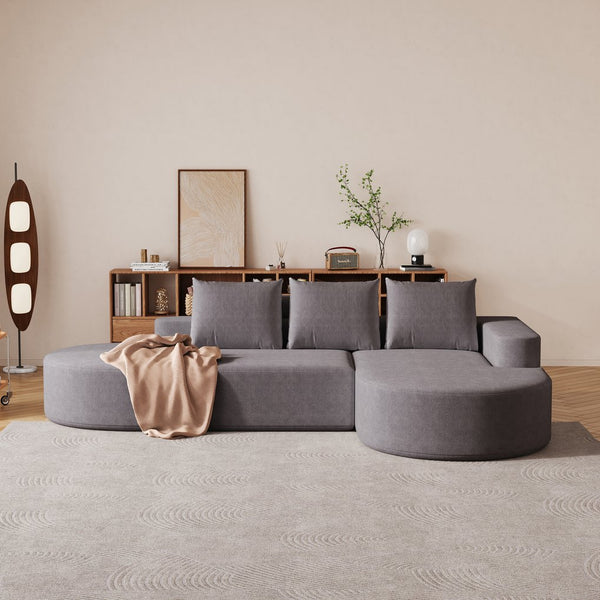 English Elm Modern Curved Sectional Sofa - Soft Chenille Upholstery, Modular Design, 3 Pillows & Easy Setup W834S00452
