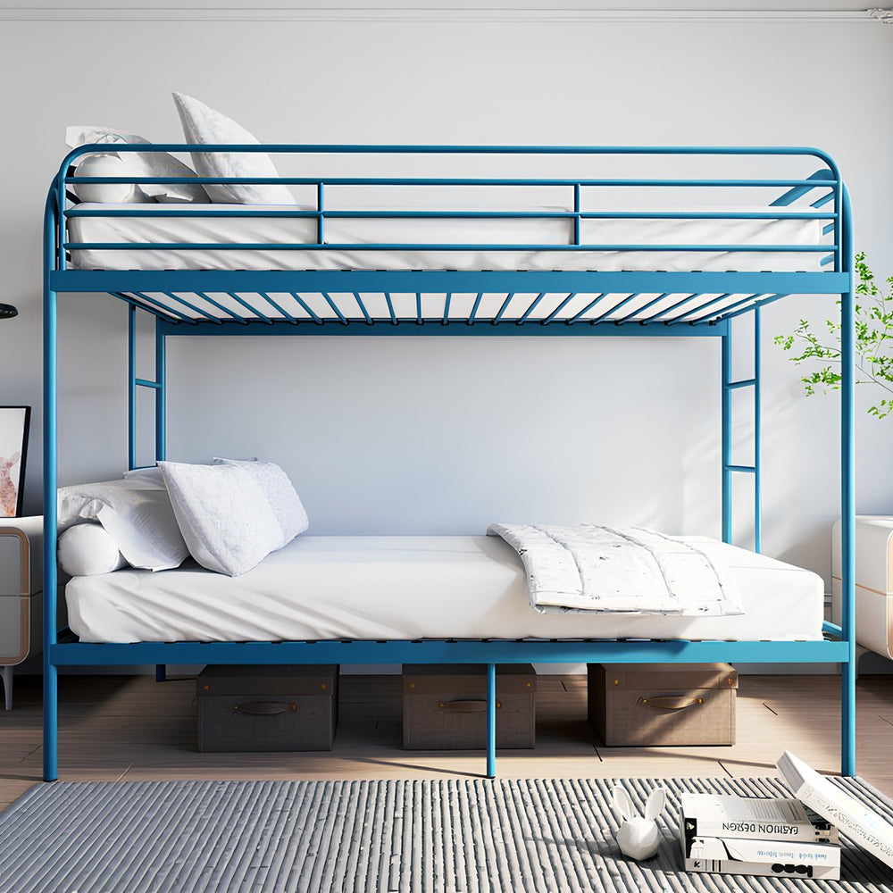 English Elm Metal Twin Over Bunk Bed Heavy Duty Frame Dual Ladder Kids Shared Room Blue W3752P412381