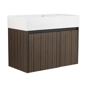 English Elm 30 Resin Sink Vanity with Soft-Close Doors, Floating Mount Design, Durable Scratch & Water-Resistant Finish Silver-Brown Stripe W999P228754