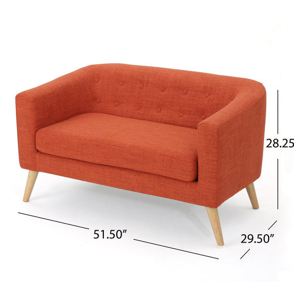 English Elm Mid-century Modern Loveseat Button-tufted Linen Fabric Sofa for Compact Living Spaces N771P407433C