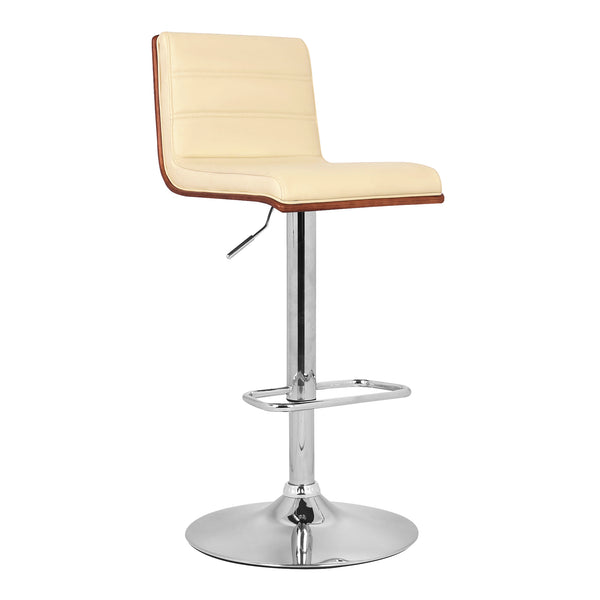 English Elm Aubrey Swivel Barstool Faux Leather Seat Walnut Accents Adjustable Chrome Pedestal B2736P464883