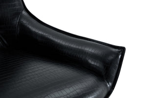 English Elm Crocodile Textured Pu Leather Accent Chair Diamond Tufted with Chrome Metal Legs W3493P456316