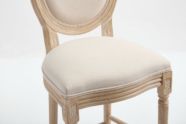 English Elm French Country Bar Chairs Set Of 2 - Elegant Upholstered Round-Back Design For Kitchen & Dining W3426P324576