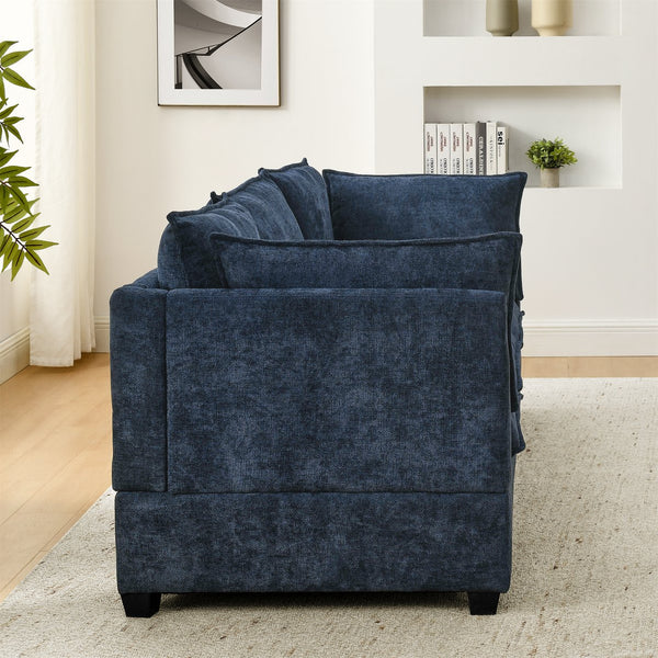 English Elm Comfy Cloud Modular Sectional Four Seat Chenille Sofa with Deep Cushions and Ottomans W1117S00340