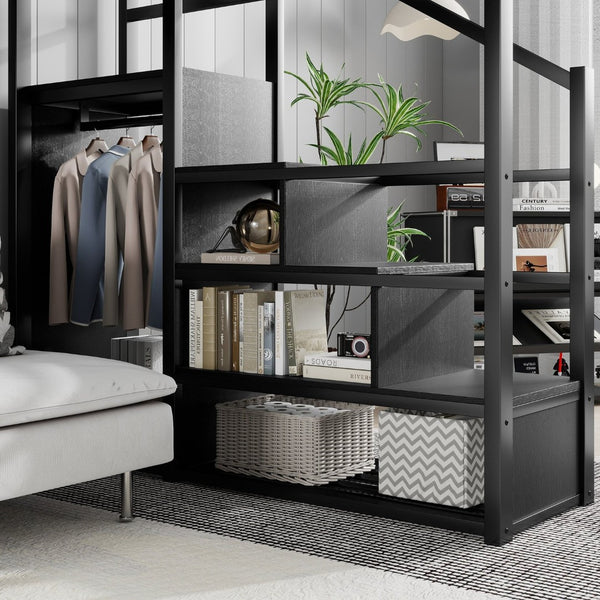 English Elm Queen Size Loft Bed With Integrated Storage, Metal Frame, Stylish Design For Kids, Teens, Adults W2580S00038-GIGA