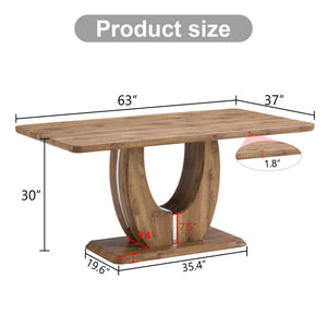 English Elm Modern Wood Grain Mdf Dining Table with Steel Accent Legs for Kitchen or Office W1512S00193