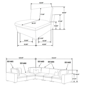 English Elm Murtagh Six Piece Modular Sectional Soft Fabric Lounge Sofa with Tapered Wooden Legs B062S01584