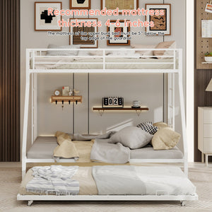 English Elm High Stability Square Tube Bunk Bed With Trundle & Ladder - Stylish Space-Saving Design For Homes W1935P360872