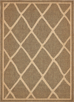 Unique Loom Outdoor Trellis Diamonds Machine Made Geometric Rug Brown, Tan/Gold 8' 0" x 11' 4"