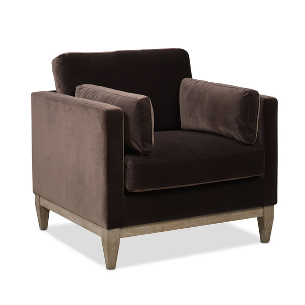 English Elm Jennifer Taylor Home - Knox 36" Modern Farmhouse Arm Chair - Luxurious Deep Brown Velvet For Stylish Comfort & Durability B2719P238326