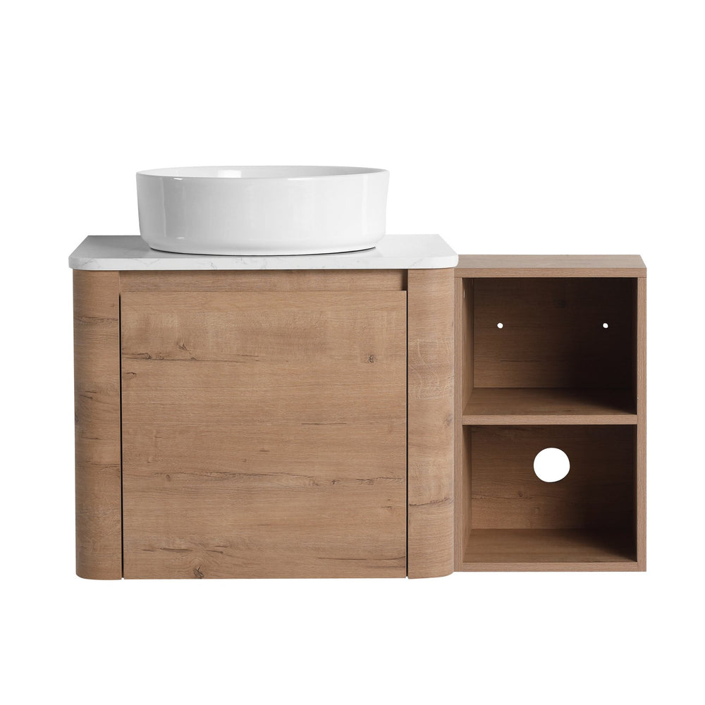 English Elm 36'' Wall-Mounted Bathroom Vanity With Ceramic Sink, Soft-Close Door, Stylish Shelves & Easy Assembly W999S00406