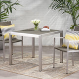 Christopher Knight Home® Outdoor Dining Table - Anodized Aluminum, Wicker Top, Square, Silver/Gray, 35