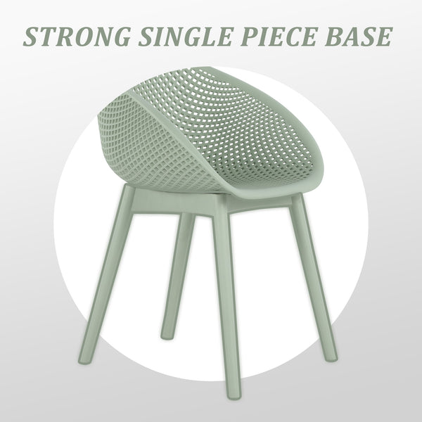 English Elm Summer Outdoor Bistro Set Uv Resistant Polypropylene Slatted Chairs and Round Patio Table Pale Green,White W3450S00021
