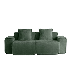 English Elm Harrison Modular Velvet Sofa In Rich Green – Plush, Stylish Sectional For Ultimate Comfort & Flexibility W3041P386596