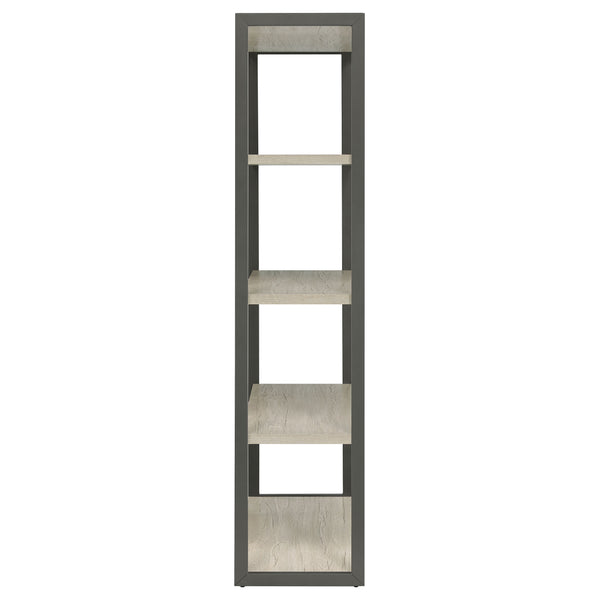 English Elm Loomis White-Washed Grey 4-Shelf Bookshelf 72"H Rustic Modern Open Frame Storage w/ Minimalist Charm B062P344965