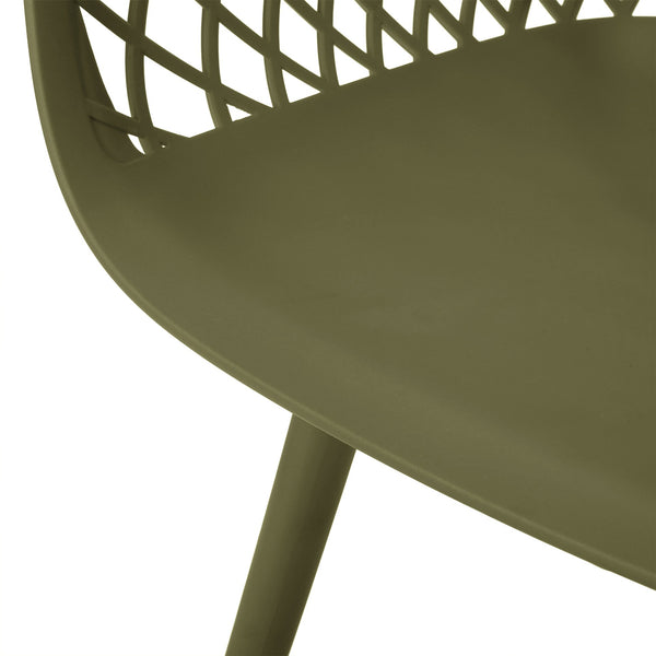English Elm Poppy Outdoor Dining Chairs Set of 2 Diamond Mesh Geometric Modern Patio Seating Olive Green N776P414399G