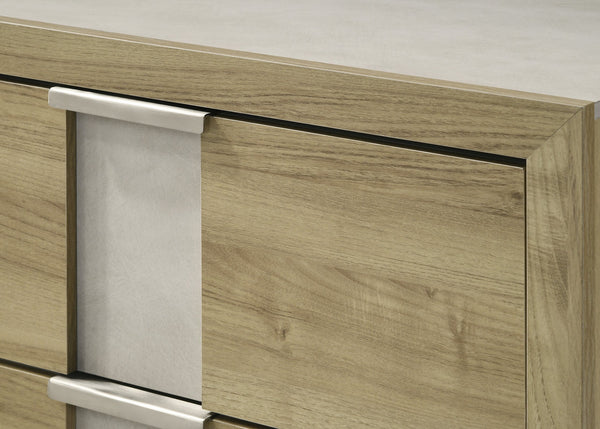 English Elm 1pc Tall Chest Five Drawer Wooden Bedroom Storage Cabinet with Metal Hardware and Sleek Profile Driftwood 59.88 L x 18.94 W x 37.48 H B2741P348928