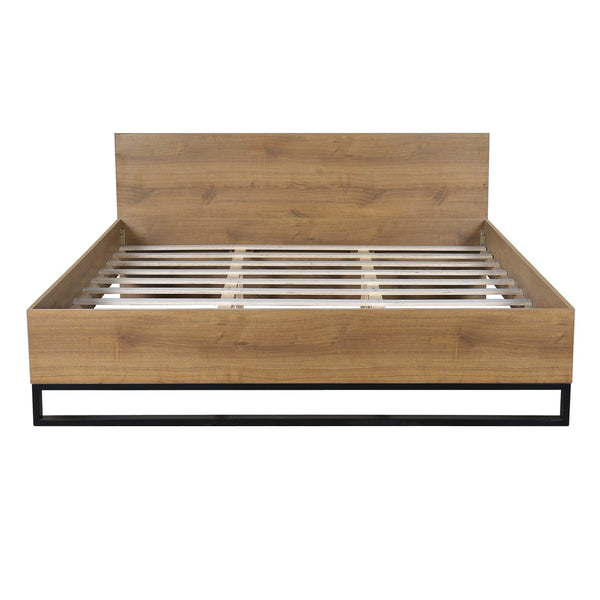 English Elm Christopher Knight Home® - Engineered Wood King Bed Frame - Modern Two-Tone Design With Natural Grain & Black Accents, Easy Assembly N770P283032N_N770P283033N