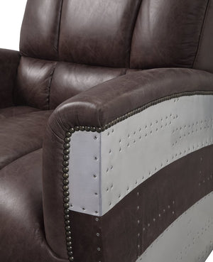 English Elm Brancaster Top Grain Leather Lounge Chair with Tufted Back and Aluminum Accents B2726P419523