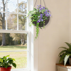 English Elm 13.4 Inch Rattan Texture Self Watering Hanging Planter with Reservoir for Balcony Brown W3213P383079