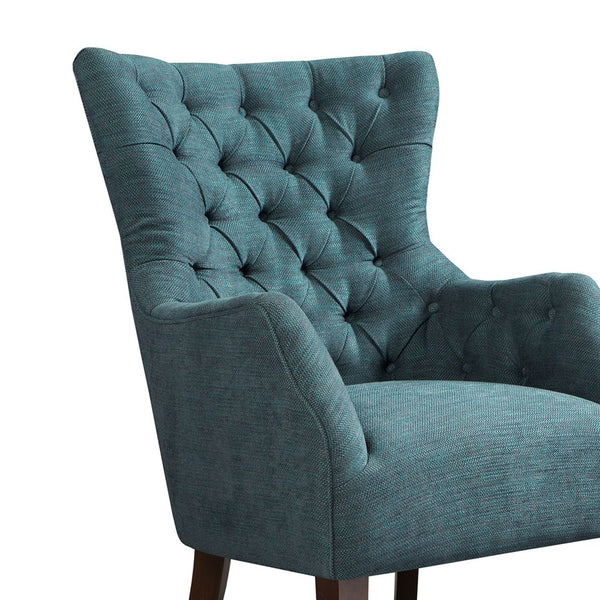 JLA Home Madison Park - Button Tufted Wing Chair with Herringbone Upholstery, Flared Wings, Tapered Legs, Supportive Comfort FPF18-0403