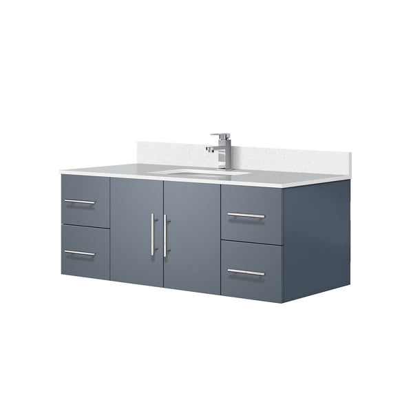 English Elm Dark Grey 48 in Bath Vanity with White Quartz Top, Soft-Close Drawers & Chrome Faucet Set - Spacious Durable B2731P258642